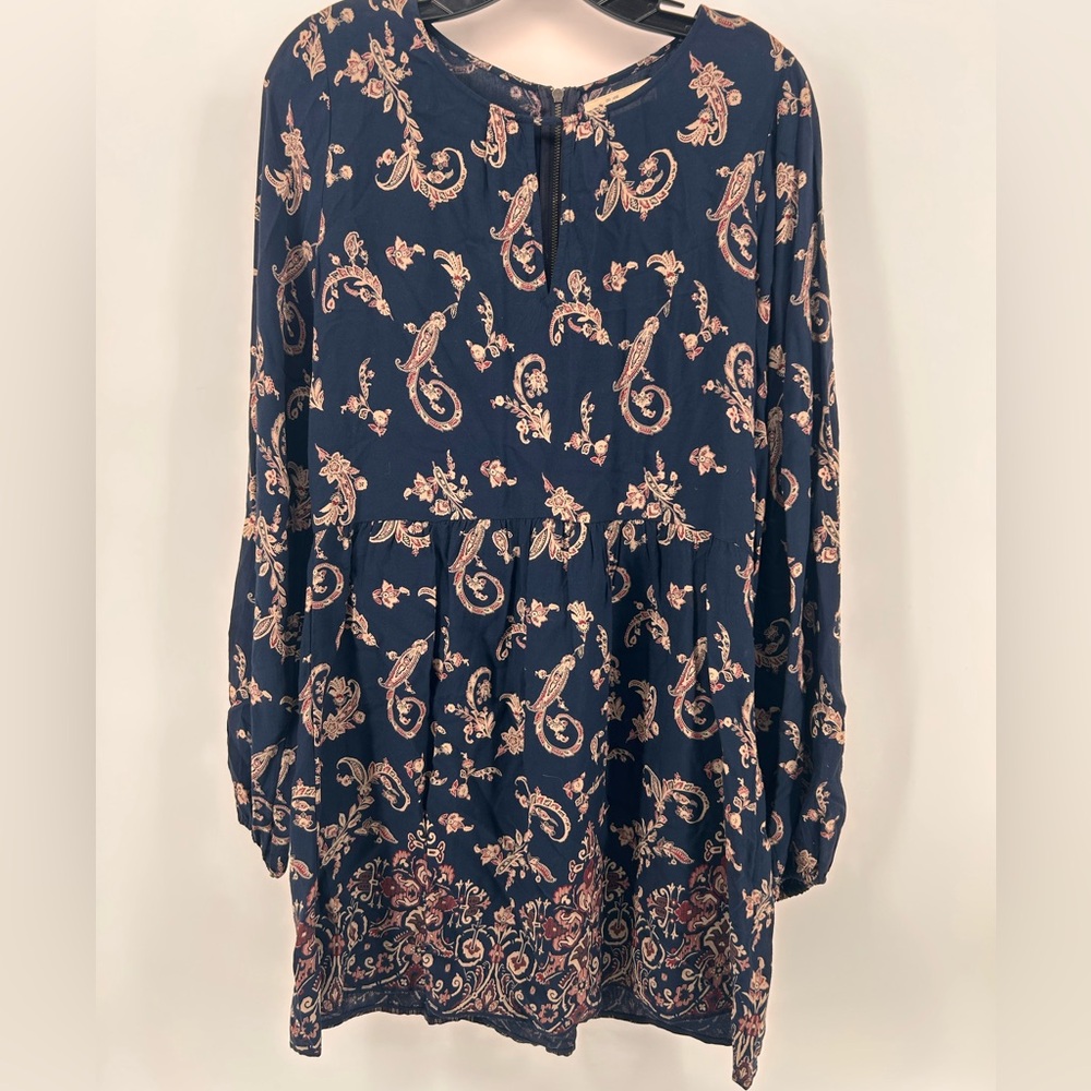 Abercrombie and fitch navy blue paisley mini dress size s